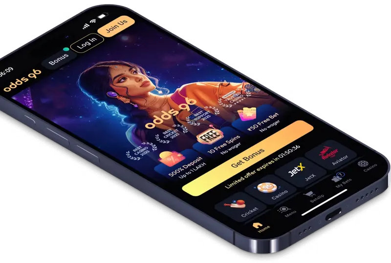 Odds96 India — mobile interface illustration Odds96 India — mobile interface illustration